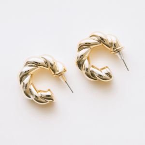 Gold Twisted Hoop Earrings